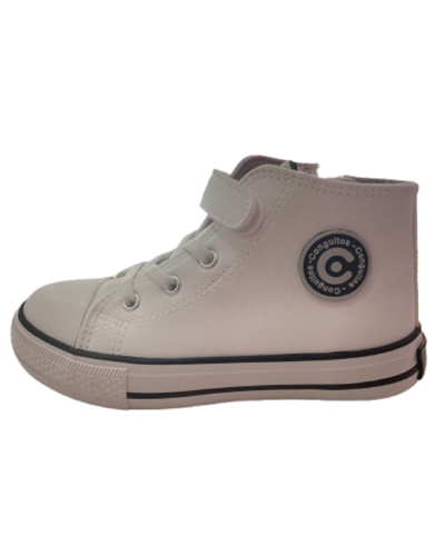 BOTÍN ESTILO CONVERSE BLANCA CON VELCRO MEDIANO DE CONGUITOS