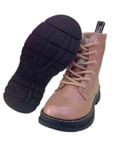 BOTA MILITAR ROSA DE CONGUITOS CON CORAZONES