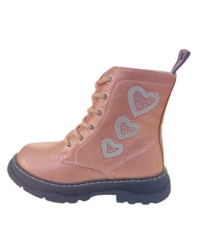 BOTA MILITAR ROSA DE CONGUITOS CON CORAZONES