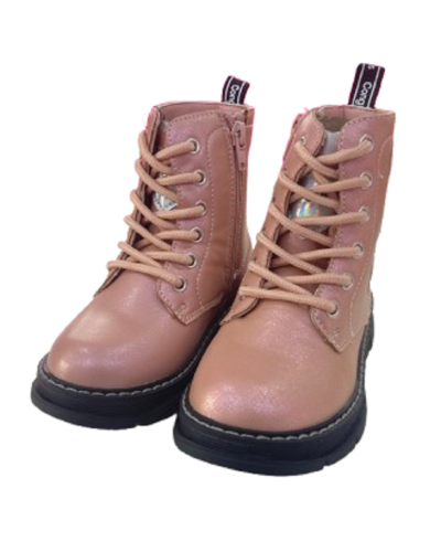 BOTA MILITAR ROSA DE CONGUITOS CON CORAZONES