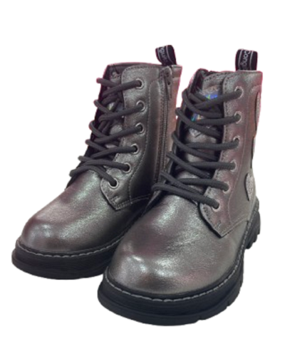 BOTA MILITAR PLATA CON CORAZONES DE CONGUITOS