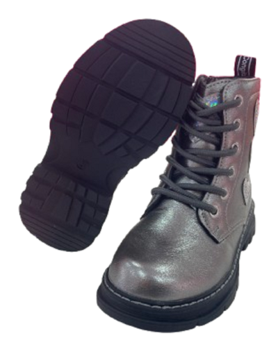 BOTA MILITAR PLATA CON CORAZONES DE CONGUITOS