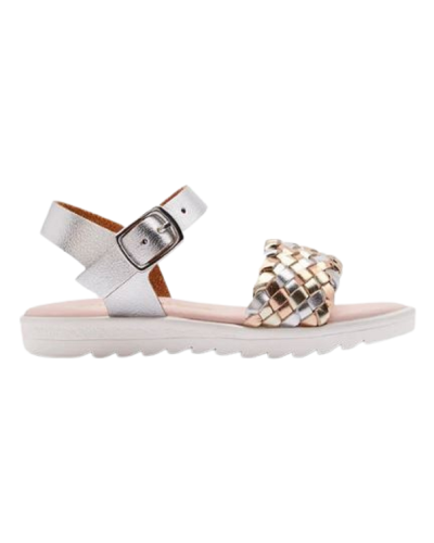 SANDALIAS TRENZA HEBILLA PLATA NIÑA CONGUITOS