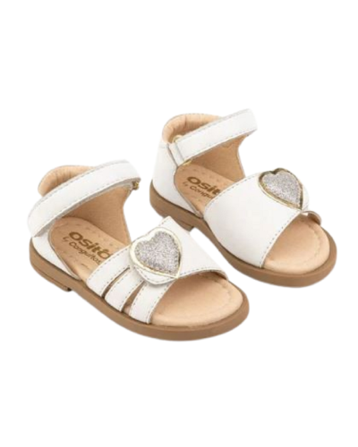 SANDALIA BLANCA CON CORAZON PLATA DE CONGUITOS