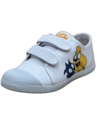 DEPORTIVA DE LONA BLANCA CON PERRO Y GATO DE BATILAS